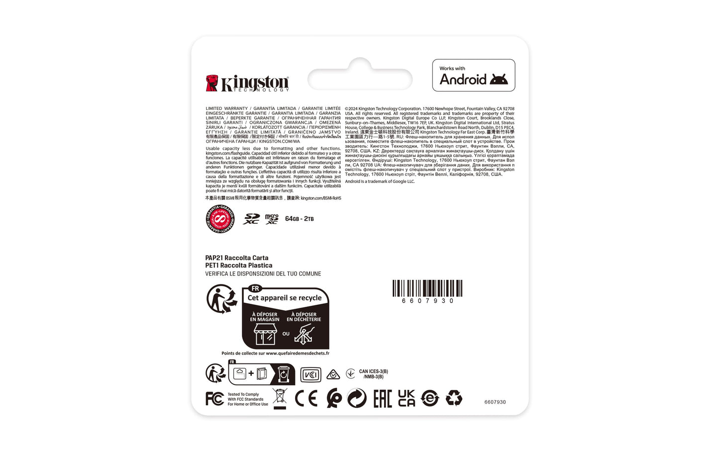 Kingston Canvas Select Plus microSD Geheugenkaart 64GB micSDXC Gen3 100R A1 enkel pakket zonder ADP - SDCS3/64GBSP