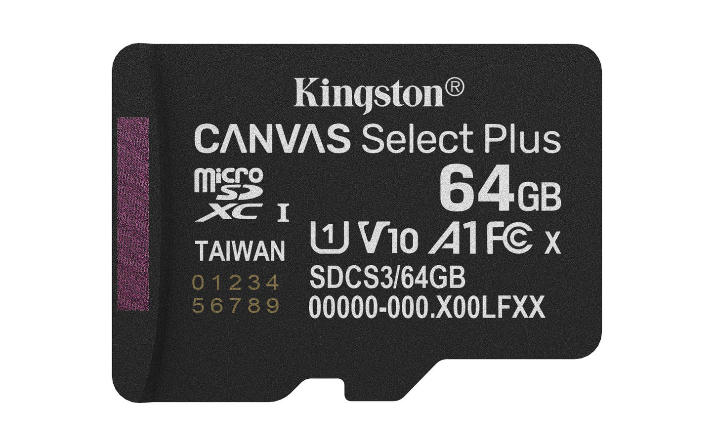 Kingston Canvas Select Plus microSD Geheugenkaart 64GB micSDXC Gen3 100R A1 enkel pakket zonder ADP - SDCS3/64GBSP