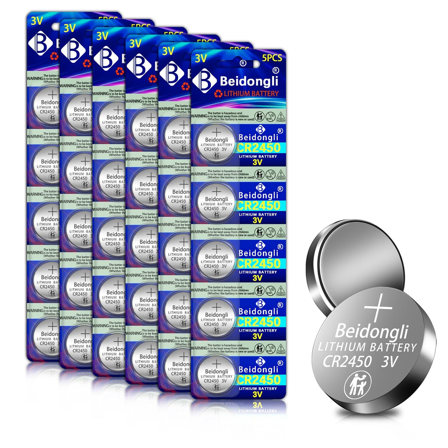 CR2450 3 V Lithium knoopcellen CR 2450 batterijen 30 stuks (CR2450-6-30)