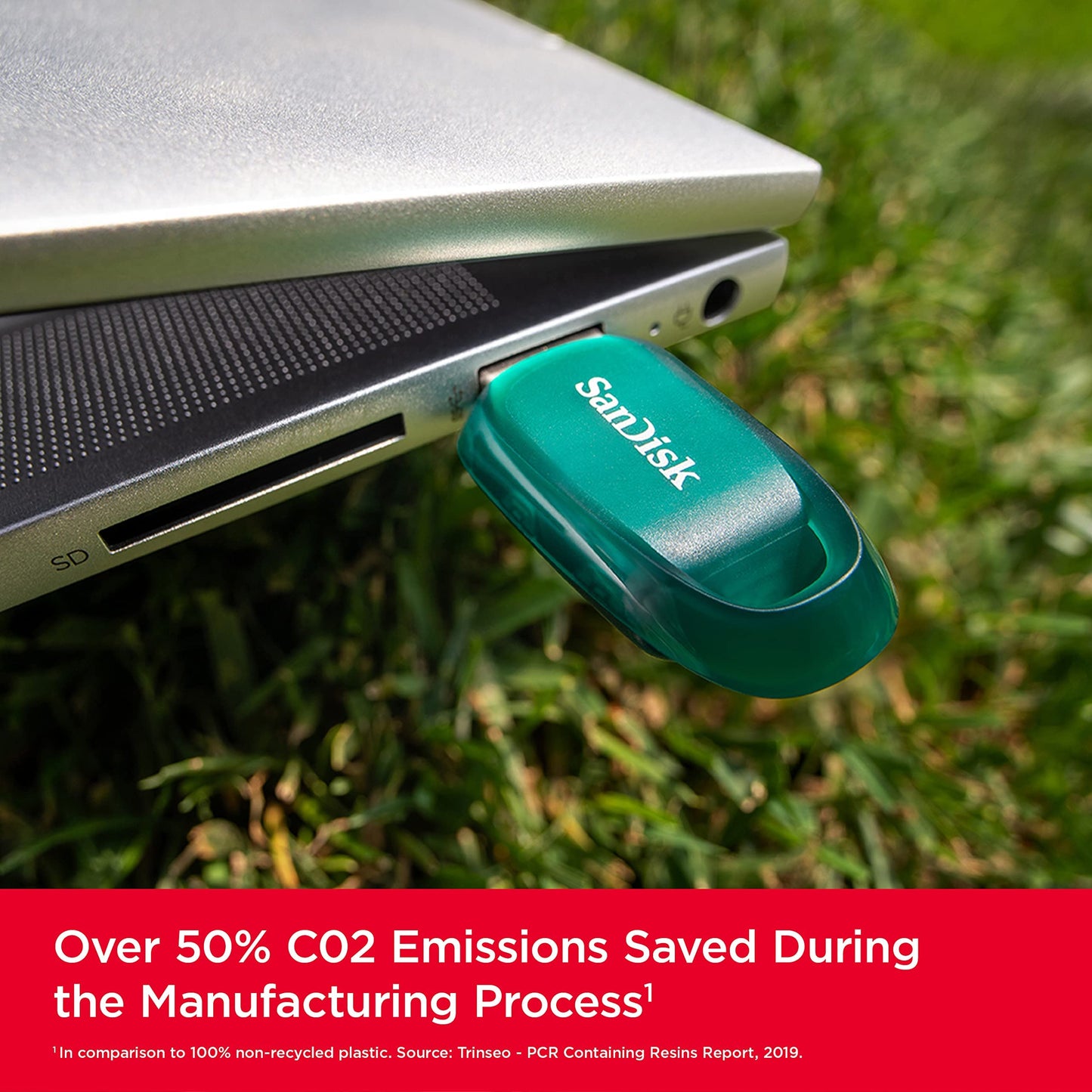 SanDisk Ultra Eco USB 3.2 Flash Drive 64GB (RescuePRO Deluxe, Speeds Up to 100MB/s, Made With Over 70% Recycled Plastic, Key Ring )