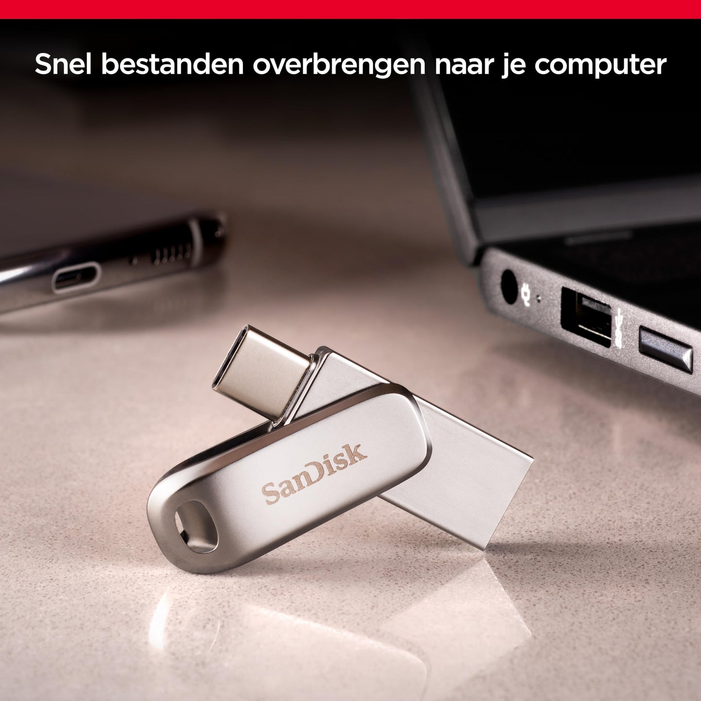 SanDisk Ultra Dual Drive Luxury USB Type-C Flash Drive 256GB (USB 3.0 Gen 1, Read Speeds Up to 400MB/s, Password Protection, Auto Backup) Silver