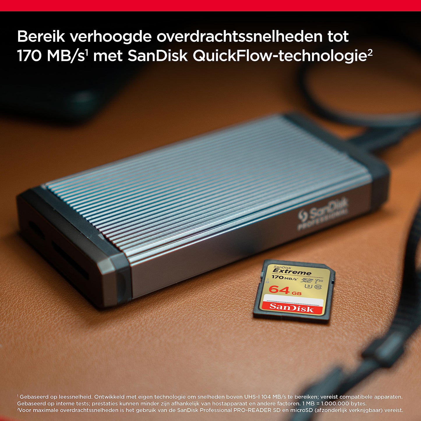SanDisk Extreme 64 GB SDXC UHS‐I‐Kaart (RescuePRO Deluxe Software, Leessnelheden Tot 170 MB/s, 4K UHD, Class 10, UHS-I, U3, V30) Goud