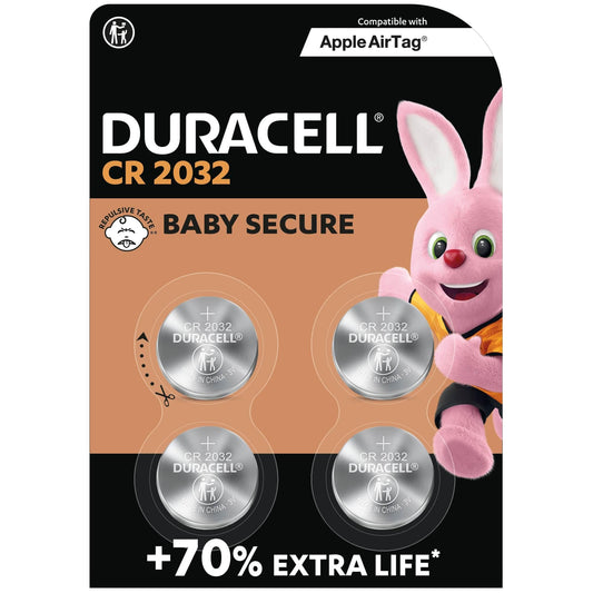 Duracell CR2032 Lithium - knoopcelbatterijen 3V (4 stuks) – Gaan tot 70% Langer Mee – Babyveilige Technologie – Aanbevolen voor Gebruik in Apple AirTag – Babyveilige Verpakking - NLMAX