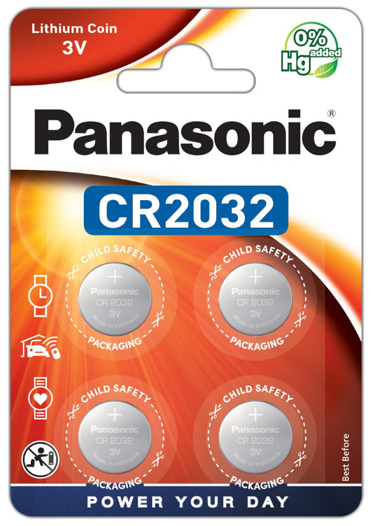 Panasonic CR2032 lithium knoopcel, 3 V, 4 stuks - NLMAX