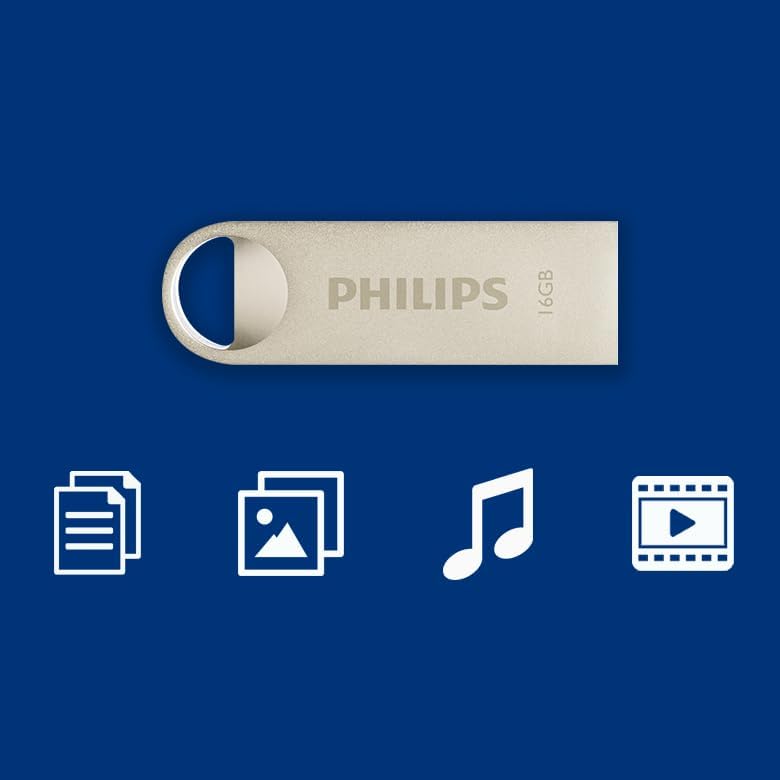 Philips Moon Edition High Speed 2.0 USB - stick 16 GB voor PC, laptop, computer, leessnelheid tot 20 MB/s, aluminium, sleutelhanger - NLMAX