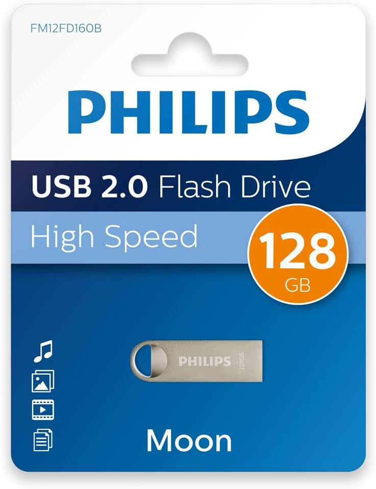 Philips Moon Edition High Speed 2.0 USB - stick 16 GB voor PC, laptop, computer, leessnelheid tot 20 MB/s, aluminium, sleutelhanger - NLMAX