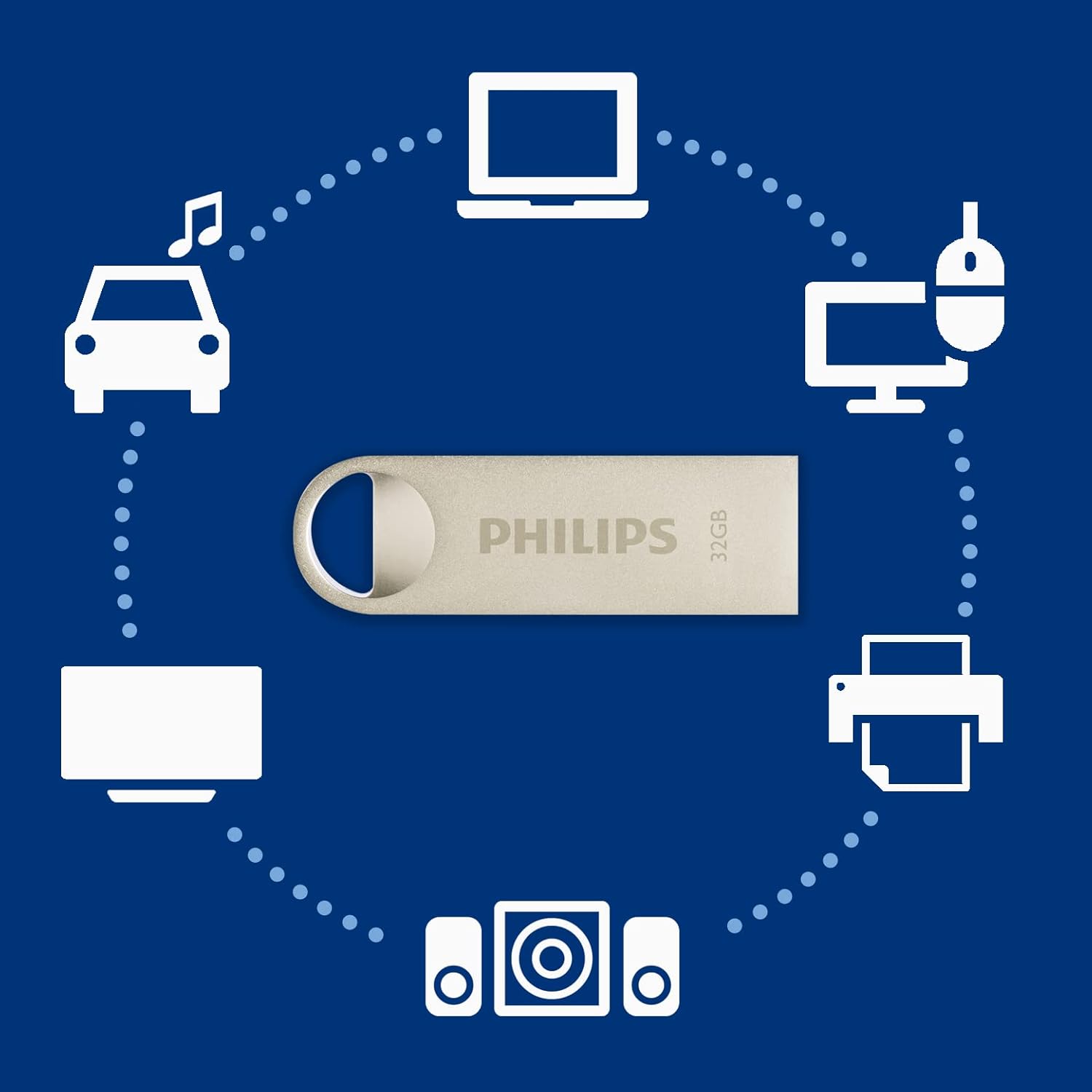 Philips Moon Edition High Speed 2.0 USB - stick 16 GB voor PC, laptop, computer, leessnelheid tot 20 MB/s, aluminium, sleutelhanger - NLMAX