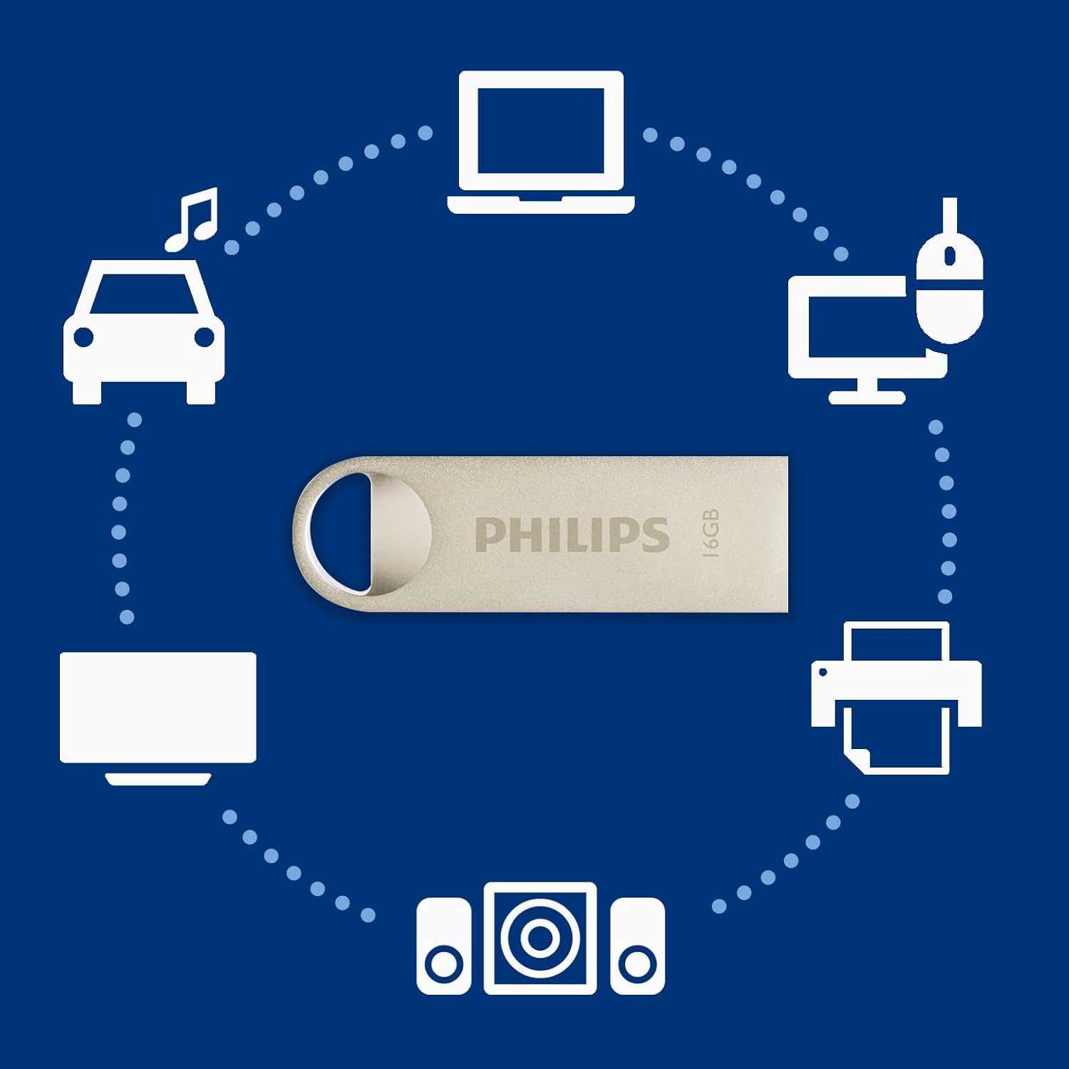 Philips Moon Edition High Speed 2.0 USB - stick 16 GB voor PC, laptop, computer, leessnelheid tot 20 MB/s, aluminium, sleutelhanger - NLMAX