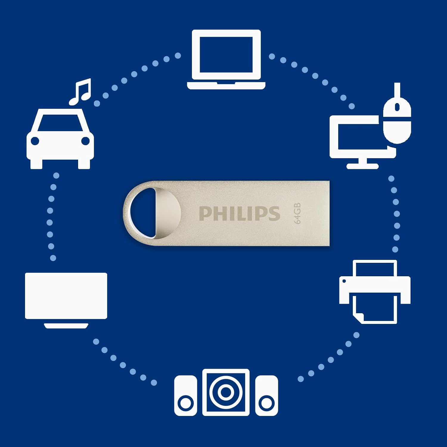 Philips Moon Edition High Speed 2.0 USB - stick 16 GB voor PC, laptop, computer, leessnelheid tot 20 MB/s, aluminium, sleutelhanger - NLMAX