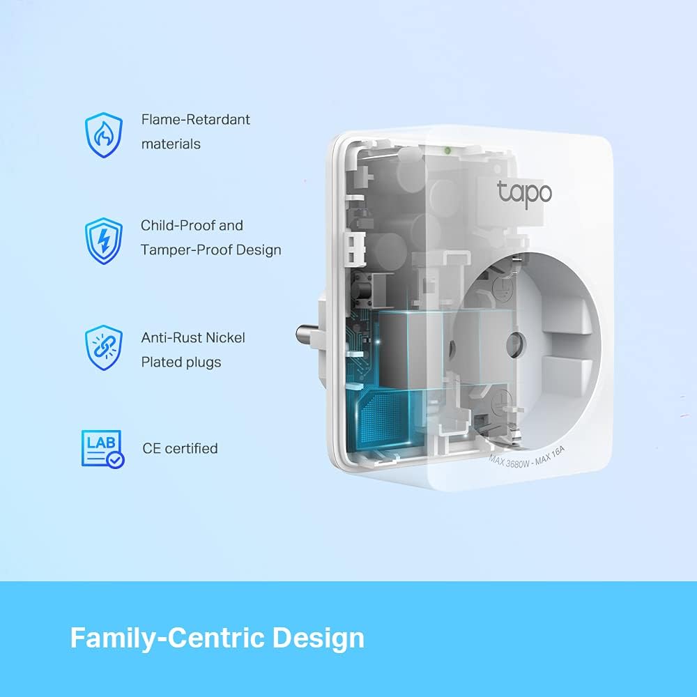 TP - link Tapo Smart WiFi - stopcontact Tapo P110 met energieverbruiksregeling, smart home Alexa - stopcontact, werkt met Alexa, Google Home, spraakbesturing, toegang op afstand, geen hub nodig, mini - NLMAX