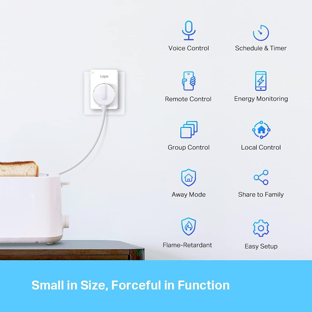 TP - link Tapo Smart WiFi - stopcontact Tapo P110 met energieverbruiksregeling, smart home Alexa - stopcontact, werkt met Alexa, Google Home, spraakbesturing, toegang op afstand, geen hub nodig, mini - NLMAX