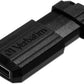 Verbatim PinStripe USB - stick 16 GB, lichte en praktische stick in strepen - look, met schuifmechanisme, zwart, 49063 - NLMAX
