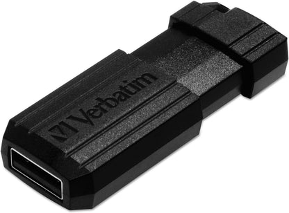 Verbatim PinStripe USB - stick 16 GB, lichte en praktische stick in strepen - look, met schuifmechanisme, zwart, 49063 - NLMAX