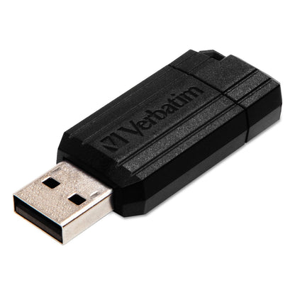 Verbatim PinStripe USB - stick 16 GB, lichte en praktische stick in strepen - look, met schuifmechanisme, zwart, 49063 - NLMAX