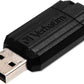 Verbatim PinStripe USB - stick 16 GB, lichte en praktische stick in strepen - look, met schuifmechanisme, zwart, 49063 - NLMAX