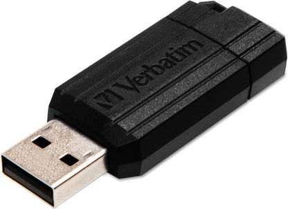 Verbatim PinStripe USB - stick 16 GB, lichte en praktische stick in strepen - look, met schuifmechanisme, zwart, 49063 - NLMAX