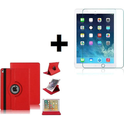 Apple iPad 10.2 (2019) Rood 360 graden draaibare hoesje + Gehard tempered glass screenprotector - NLMAX