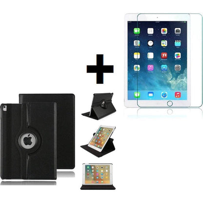 Apple iPad 10.2 (2019) Zwart 360 graden draaibare hoesje + Gehard tempered glass screenprotector - NLMAX