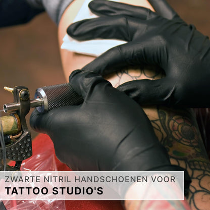 ARNOMED wegwerphandschoenen zwart, nitril handschoenen M, 100 stuks per doos, poedervrij & latexvrij, verkrijgbaar in maat XS, S, M, L, XL & XXL - NLMAX