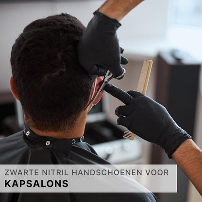 ARNOMED wegwerphandschoenen zwart, nitril handschoenen M, 100 stuks per doos, poedervrij & latexvrij, verkrijgbaar in maat XS, S, M, L, XL & XXL - NLMAX