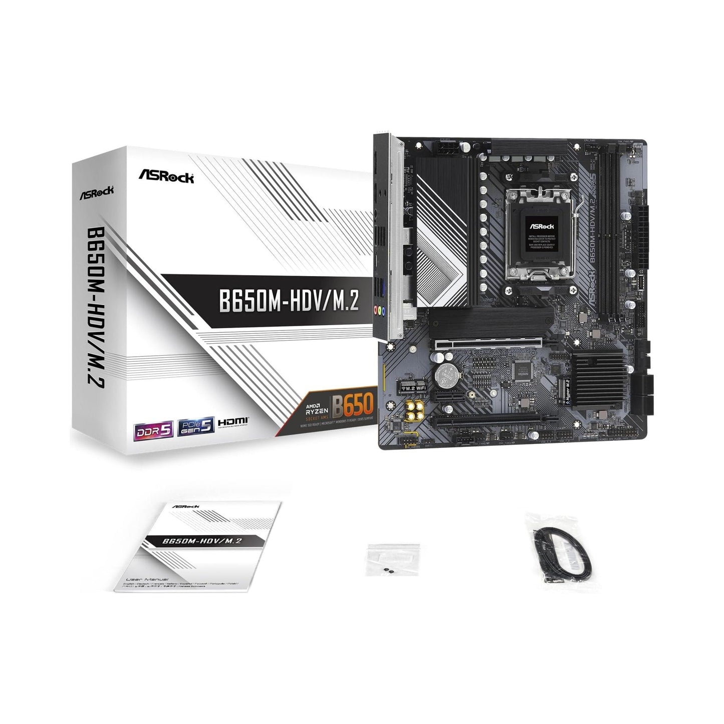 ASRock B650M-HDV/M.2, AMD B650, AM5, Micro ATX, 2 DDR5, HDMI, DP, 2.5G LAN, PCIe4, 2x M.2 - NLMAX