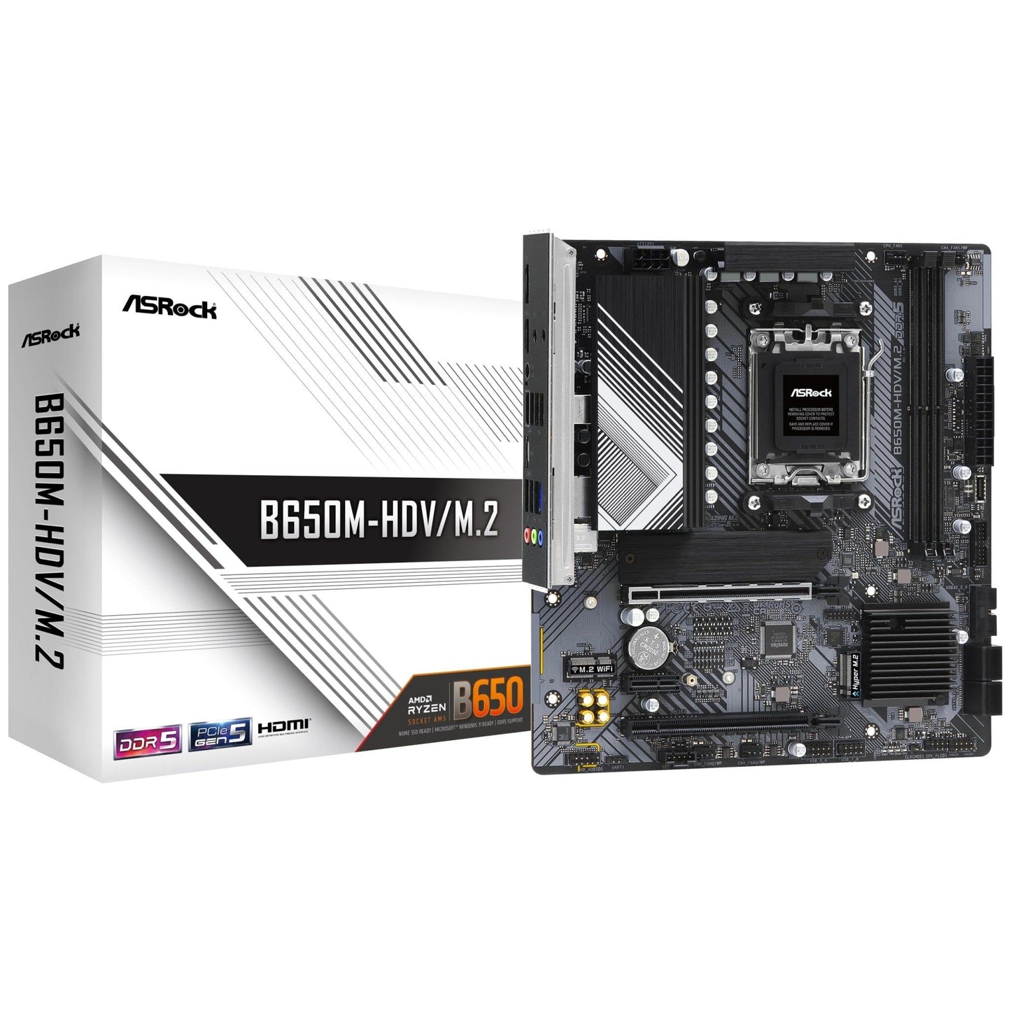 ASRock B650M-HDV/M.2, AMD B650, AM5, Micro ATX, 2 DDR5, HDMI, DP, 2.5G LAN, PCIe4, 2x M.2 - NLMAX