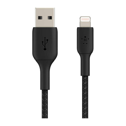 Belkin gevlochten Lightning-kabel - Boost Charge Lightning/USB-kabel voor iPhone, iPad, AirPods - MFi-gecertificeerde 1 m, zwart - NLMAX
