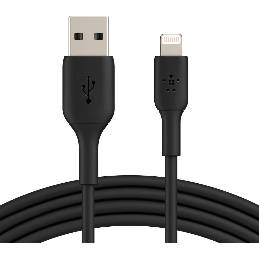 Belkin Lightning-kabel - Boost Charge Lightning/USB-kabel voor iPhone, iPad, AirPods - MFi-gecertificeerde iPhone-laadkabel, zwart 1 meter - 2 stuks - NLMAX