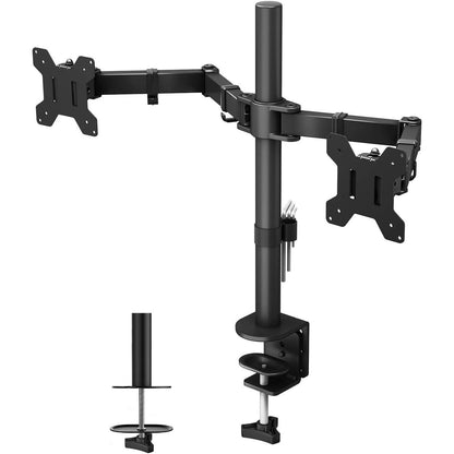 BONTEC Dubbele Monitorstandaard voor 13-27 inch Scherm, Monitor Arm 2 Schermen in hoogte Verstelbaar 430mm Kantelbaar ±90 ° Draaibaar 180 ° Draai 360 °, Tot 10 kg per Arm, VESA 75/100, Zwart - NLMAX