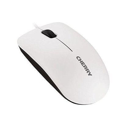 CHERRY MC 1000, bedrade muis, geschikt voor rechts- en linkshandigen, 3-knops muis met scrollwiel, GS-goedkeuring, duurzaam, wit-grijs - NLMAX