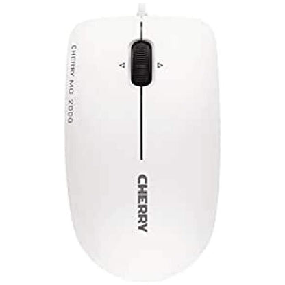 CHERRY MC 2000, bekabelde muis, geschikt voor rechts- en linkshandigen, 3 muisknoppen, kantelwiel voor horizontaal/verticaal scrollen, GS-goedkeuring, wit-grijs - NLMAX