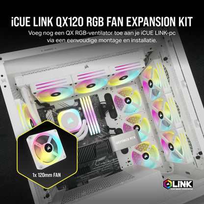 CORSAIR iCUE LINK QX120 RGB 120mm Magnetische Koepel RGB Ventilator - Uitbreidingsset - Wit - NLMAX