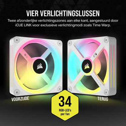 CORSAIR iCUE LINK QX120 RGB 120mm Magnetische Koepel RGB Ventilator - Uitbreidingsset - Wit - NLMAX