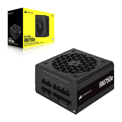 Corsair RM750e (2023) Volledig Modulaire ATX-Voeding Met Weinig Ruis - ATX 3.0 & PCIe 5.0 - Condensatoren Van 105°C - 80 PLUS Gold Efficiëntie - Moderne Stand-by Ondersteuning - Zwart - NLMAX