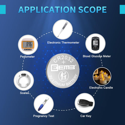 EEMB 100 PACK CR2032 Batterij 3V Lithium Batterij Button Coin Cell Battery 2032 Batterij DL2032 ECR2032 LM2032 voor Horloges Rekenmachines Medische Apparaten Computer Moederborden Sleutelhangers - NLMAX