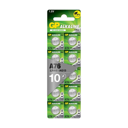 GP LR44 knoopcellen | batterijen L1154f / AG13 / V13GA | 10 stuks knoopbatterijen alkaline 1,5 V (spanning 1,5 volt) - NLMAX