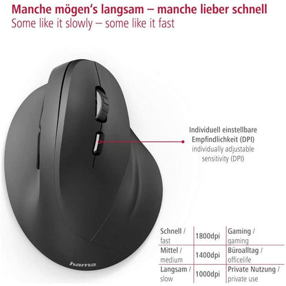 Hama verticale ergonomische muis, draadloos muis voor rechtshandigen, 6 knoppen - NLMAX