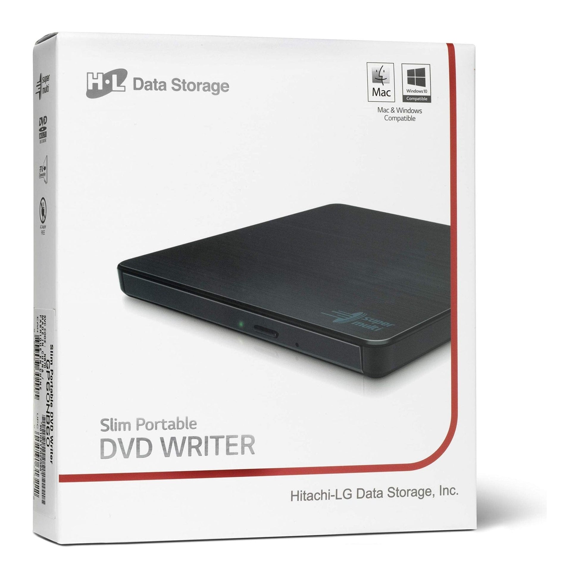 Hitachi-LG Slim Portable DVD-Writer optisch schijfstation DVD±RW Zwart - NLMAX