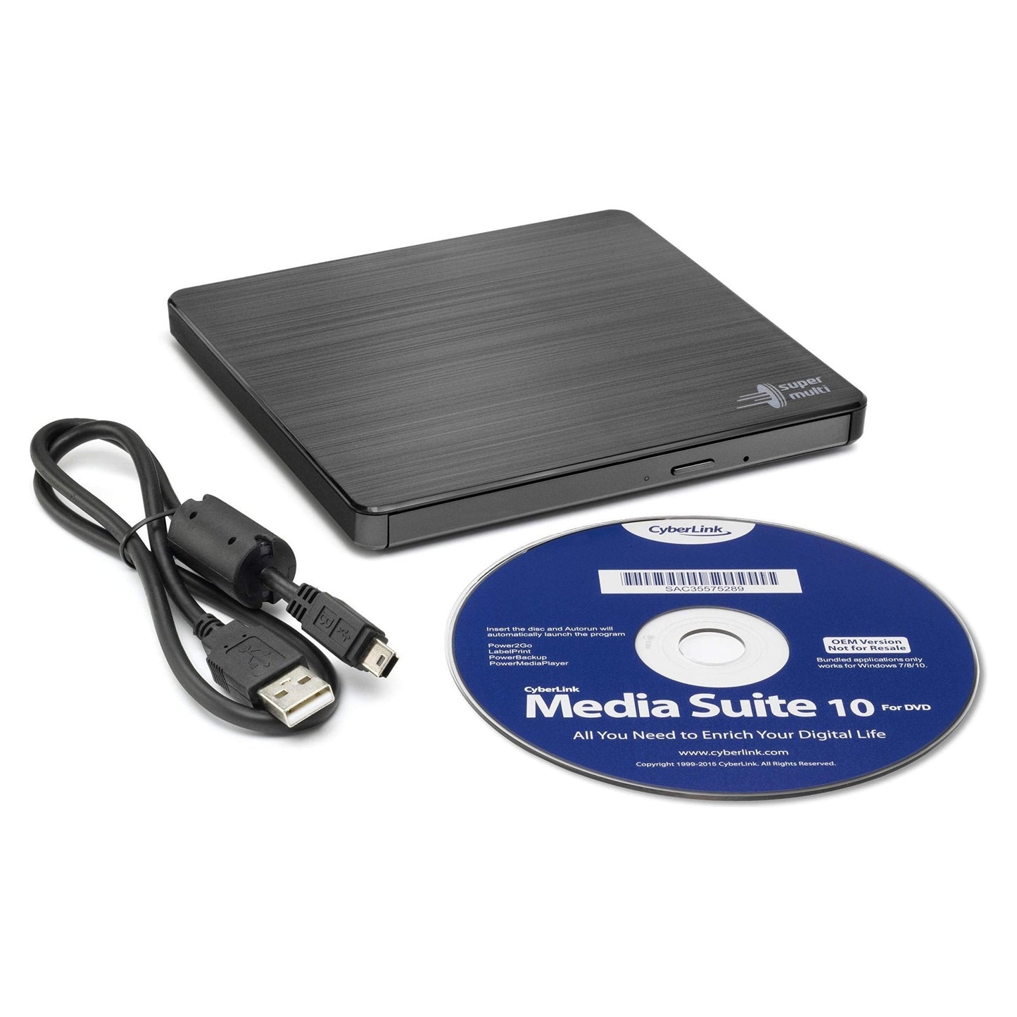 Hitachi-LG Slim Portable DVD-Writer optisch schijfstation DVD±RW Zwart - NLMAX
