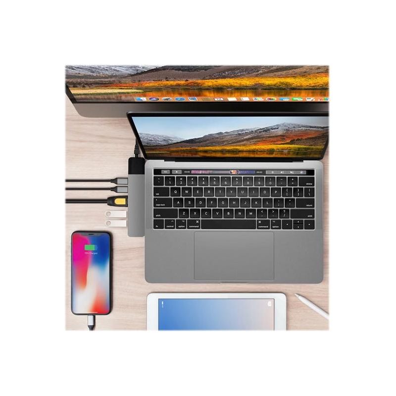 HyperDrive Net 6-in-2 Hub - dockingstation - USB-C x 2 - HDMI - GigE - NLMAX