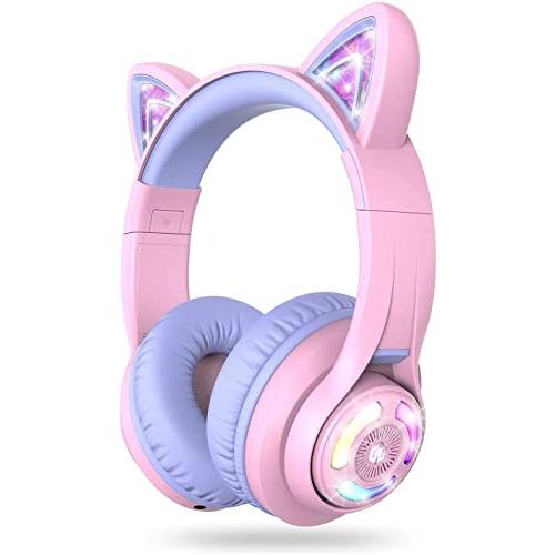 iClever Bluetooth hoofdtelefoon met oren voor kinderen, voor jongens en meisjes, verstelbare 85/94 dB volumeregelaar, kinderhoofdtelefoon met microfoon voor school/tablet, mobiele telefoon, pc, tv - NLMAX