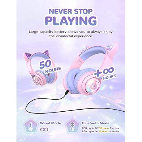 iClever Bluetooth hoofdtelefoon met oren voor kinderen, voor jongens en meisjes, verstelbare 85/94 dB volumeregelaar, kinderhoofdtelefoon met microfoon voor school/tablet, mobiele telefoon, pc, tv - NLMAX