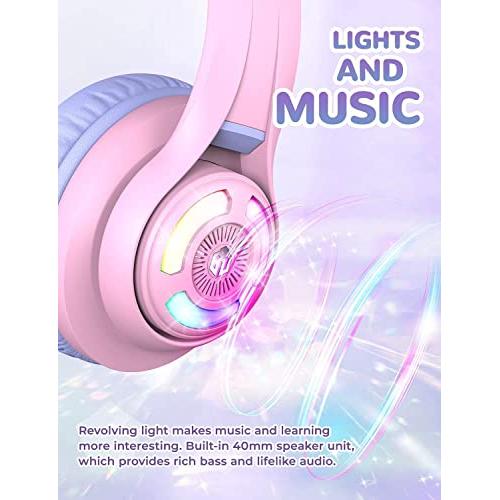 iClever Bluetooth hoofdtelefoon met oren voor kinderen, voor jongens en meisjes, verstelbare 85/94 dB volumeregelaar, kinderhoofdtelefoon met microfoon voor school/tablet, mobiele telefoon, pc, tv - NLMAX