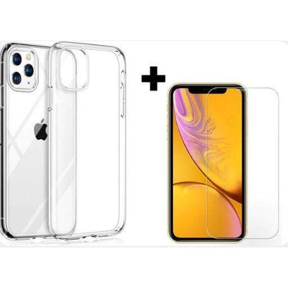 iPhone 11 Pro MAX Hoesje Transparant Cover En Screenprotector Tempered Glass Set 2in1 - NLMAX