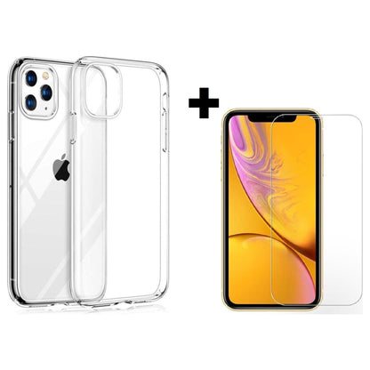 iPhone 12 Pro MAX Hoesje Transparant Cover En Screenprotector Tempered Glass Set 2in1 - NLMAX