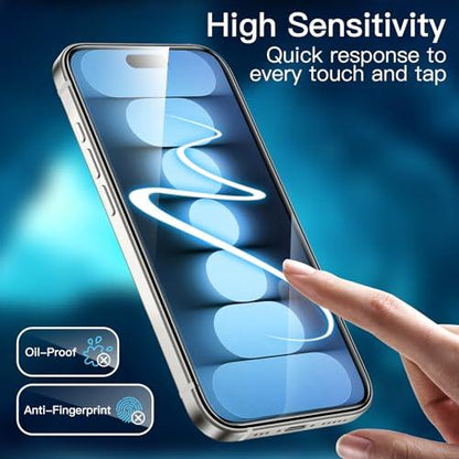 JETech Screen Protector voor iPhone 15 Pro 6,1-Inch, Volledige Dekking Gehard Glas Film Schermbeschermer met Eenvoudige Installatietool, Hoesje-Vriendelijk, HD Doorzichtig, 3-Stuks - NLMAX