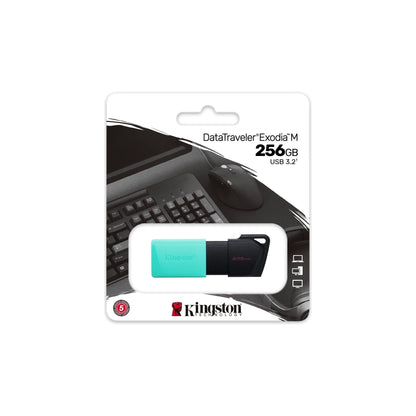 Kingston DataTraveler Exodia M DTXM/256GB USB 3.0 Gen 1 - with Moving Cap, Black/Green - NLMAX