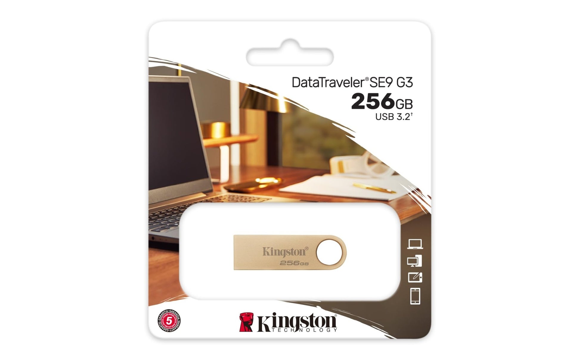 Kingston DataTraveler SE9 Gen 3-256GB - 220MB/s lettura - Metal - USB 3.0 Gen 1 -Golden - NLMAX
