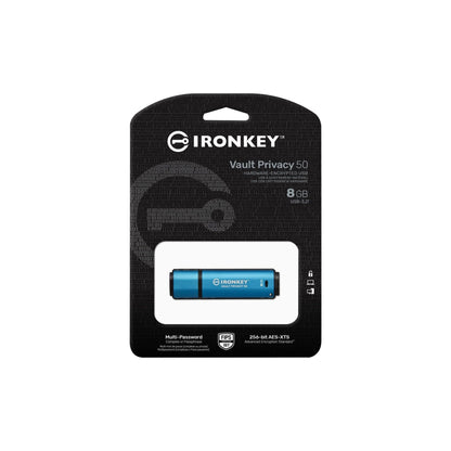 Kingston IronKey Vault Privacy 50 Drive Flash Drive USB FIPS 197 gecertificeerde & XTS-AES 256-bits gecodeerde USB-drive voor - IKVP50/8GB - NLMAX