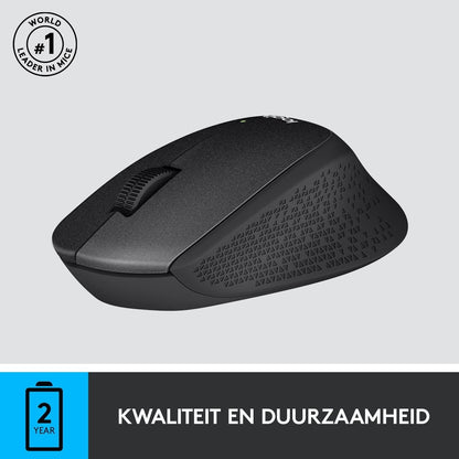 Logitech B330 SILENT PLUS Draadloze Muis, 2,4 GHz met USB-Nano-Ontvanger, 1000 DPI Optische Tracking, 2 Jaar Batterijduur, Compatibel met PC, Mac, Laptop, Chromebook - Zwart - NLMAX